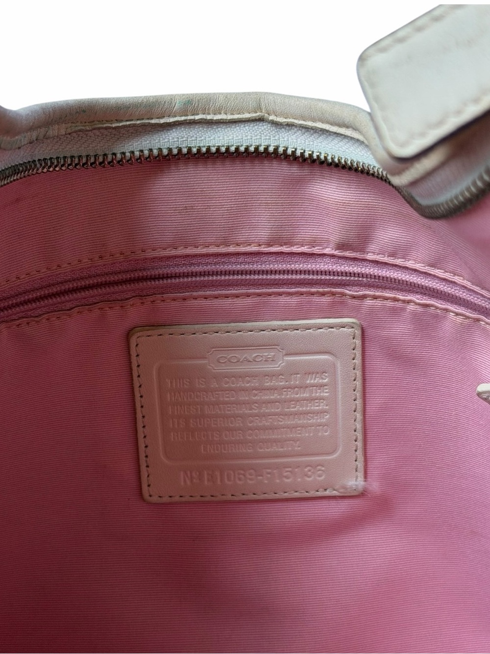 Y2K Coach Chelsea Heritage Pink Signature Hobo Shoulder Bag Leather Trim F15136 - Picture 2 of 16